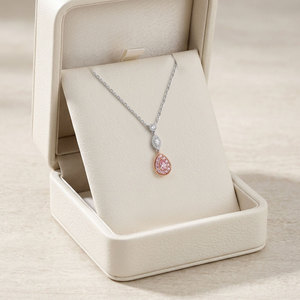 High-end Jewelry Pear Cut Diamond Necklace 18K Solid White And Rose Gold Real Natural Fancy Pink Diamonds Pendant Necklace - Product Image 5