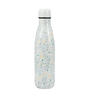 Sublimasi botol air olahraga gym baja tahan karat botol berbentuk Cola desain cetak berlapis bubuk 17oz