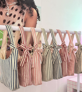 Custom Wholesale Checkered Plain Printed Cotton Quilted Padded Women Single <strong>Strap</strong> <strong>Shoulder</strong> Tote Bag with Knotted Rope - Product Image 2