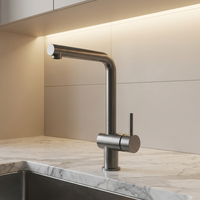 Robinet de cuisine monocommande à eau froide pour évier, finition poli métal canon et chrome