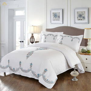 Parure <span class=keywords><strong>de</strong></span> <span class=keywords><strong>lit</strong></span> <span class=keywords><strong>de</strong></span> luxe quatre pièces 1,2 m blanche, 300 fils, en tissu teint, broderie, pour hôtel, draps et housses <span class=keywords><strong>de</strong></span> <span class=keywords><strong>couette</strong></span> - Product Image 1