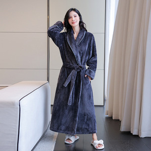 Accappatoio di Lusso in Flanella per Donna, Maniche <span class=keywords><strong>Lunghe</strong></span>, <span class=keywords><strong>Taglie</strong></span> <span class=keywords><strong>Forti</strong></span>, Termico, con Colletto Rovesciato, per Hotel e Centri Estetici, Autunno Inverno - Product Image 3