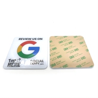 Autocollants NFC en acrylique personnalisés avec logo 80*80mm, code QR, menu NFC, panneau sans contact, médias sociaux, plaque de commentaires Google