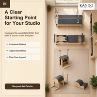 Ensemble d'équipements de studio de Pilates KANDO TECHNOLOGY, cinq options d'appareils, matériau en alliage d'aluminium, multifonctionnel pour studio de fitness
