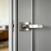 Serrure de porte à levier à trois barres en acier inoxydable satiné, rosette carrée, vente en gros pour hôtels, directement de l'usine
