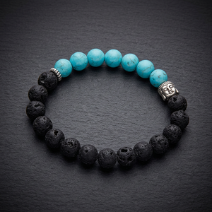 Bracelet Bouddha en Quartz Rose et Pierre de Lave, Perles de Cristal Polies, Bande Élastique, Bijoux Thème Bouddhisme, Cadeau d'Affaires Chinois - Product Image 2