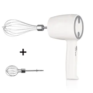 Fouet à main électrique 20W Batteur à main rechargeable 5 vitesses plastique blanc 20 pièces de rechange gratuites sans fil 5 pièces ensemble 3.7