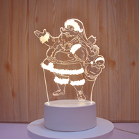 Veilleuse LED Visuel 3D Illusion 3D Couleurs Chaudes pour Chambre de Bébé et Enfant, Thème Noël