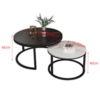 Table basse convertible de luxe pour hôtel, plateau en marbre, table ronde moderne avec rangement central en métal pour salon