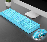 Clavier rétroéclairé bicolore Xinmeng 616, clavier et souris filaires lumineux en ABS rose mignon, clavier à sensation mécanique, ensemble clavier et souris