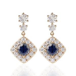 High Quality 18 Karat Gold <b>Cushion</b> Blue Moissanite Diamond Certified Gemstones Designer Earrings Jewelry for Women Wedding - Product Image 1