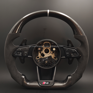 Style R8 Demi Alcantara Volant en Fiber de Carbone pour <span class=keywords><strong>Audi</strong></span> A3 A4 A5 A6 A7 C6 C7 C8 S3 S4 S5 S6 S7 B7 B8 B9 RS3 RS5 RS6 TT TTRS - Product Image 1