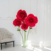 Rose artificielle géante rouge sur pied, grande rose en mousse pour décoration de mariage, fond de couloir, événement, vitrine, ornement