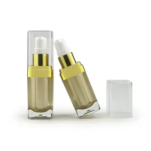 Botol pompa kosmetik mewah, lotion perawatan kulit persegi akrilik 0.5oz