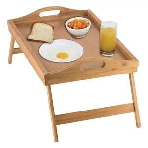 Plateau en bambou pour le petit déjeuner, pieds pliants, Table de lit