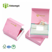Boîte cadeau magnétique rose avec logo personnalisé, motif floral, emballage rigide en carton pliable de luxe pour cosmétiques et maquillage