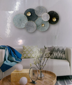 Décoration murale en métal cercles suspendus Art mural en fer forgé abstrait défilement au-dessus du lit canapé fond décoration de salon - Product Image 6