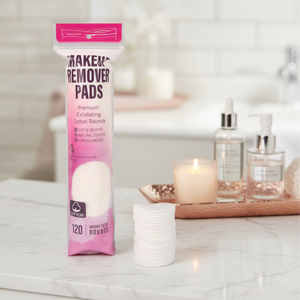 120 piezas personalizables desechables OEM/ODM fabricantes de muestras gratuitas de almohadillas de algodón cosméticas estampadas para eliminar el maquillaje limpio - Product Image 3