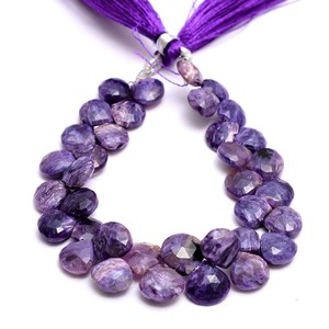 AAA Charoite Gemstone 9mm-11mm Corazón facetado Briolette Bead Purple Charoite Piedras preciosas semipreciosas Cuentas sueltas para la fabricación de joyas - Product Image 1