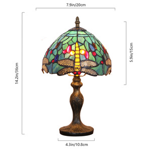 Lampe de table en verre Tiffany style classique européen rétro, libellule, nouvelle lumière décorative de bar, cadeau pour les bureaux - Product Image 6