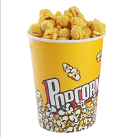 Vente en gros de seaux à poulet frit et de gobelets à popcorn jetables en papier biodégradable à paroi simple, pliables et personnalisés, de qualité alimentaire
