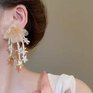 Chiffon Bloem Ster Vlinder Kwastjes Oorbellen Zomer Nieuwe Mode Veelzijdige Oorbellen High End Oorbellen - Product Image 2