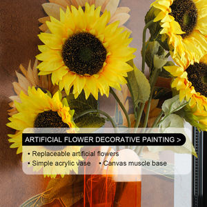 Soggiorno decorazione per la casa <span class=keywords><strong>girasole</strong></span> artificiale 3D murale Vintage fiore arte della parete con cornice in polistirolo foto - Product Image 4