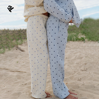 Pakaian Wanita Trendi Musim Gugur 2026 Streetwear Setelan Olahraga Custom Sweatsuit Motif Polkadot Set Dua Potong Hoodie dan Celana Panjang