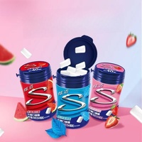 JST0020-Grosir Permen Karet Bebas Gula Stride 56g Botol 4 Rasa Campuran Mint Kopi Semangka Stroberi Permen Karet Xylitol