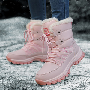 Thick Fleece Lined Winter Snow <b>Boots</b> Lace Up Mid Calf <b>Boot</b> Non Slip Rugged Sole <b>For</b> Cold Outdoor Use - Product Image 1