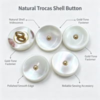 Boutons en coquille naturelle écologiques avec crochet métallique, logo personnalisé, boutons en coquille polis pour chemises, accessoires de vêtements pour enfants