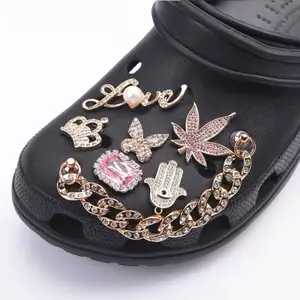 Wholesale bling clog charm crystal bling shoe charms for clog shoes decoration Rhinestones clog charms for shoe ornament