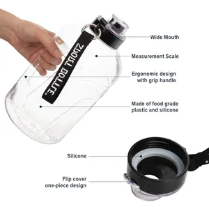 Heißeste Kunststoff 1 Gallone große wieder verwendbare Tritan Gym Wasserkrug Druckknopf 128 oz Gym Hanteln Wasser flasche mit Strohhalm