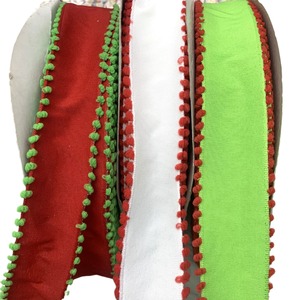 크리스마스 퍼볼 엣지 웨빙 - 4cm 레드 및 그린 트리 장식 리본 (홀리데이 선물 포장용) - 도매 - Product Image 5