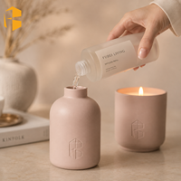 FUBEI LIVING Ensemble diffuseur de parfum et pot à bougie en céramique beige mat, parfum d'ambiance minimaliste pour la maison, pots à bougies personnalisables en gros