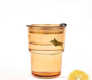 Transparent Glasses Stripe Glass Cup with Lid and Straw Ice Coffee Mug Tea Cup <b>Drinkware</b> Water Bottles Kitchen <b>Accessories</b> - Product Image 2