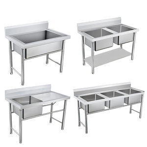 Fregadero Comercial de Acero Inoxidable 304 con Certificación NSF, Lavabo para Restaurante, Estación de Lavado Industrial para Alimentos, Diseño <span class=keywords><strong>KD</strong></span> - Product Image 1