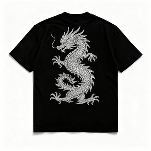 T-shirt personnalisé de haute qualité pour homme, col rond, tricoté, manches courtes, avec motif graphique en strass et diamants, 100% coton, impression de logo, décontracté, 180g - Product Image 6