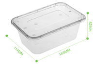Boîte alimentaire jetable transparente en PP de 1000 ml, écologique, carrée/rectangulaire, pour nouilles, sandwichs, plats à emporter, compatible micro-ondes, pour restaurants et traiteurs