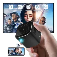HOTACK Proyektor Film Portabel, Kualitas Tinggi Super Mini Smart DLP Luar Ruangan Bluetooth Android Pico Proyektor Lemparan Pendek