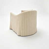 Fauteuil en lin rayé de style moderne avec coussin décoratif fait main - Chaise de loisirs pour extérieur, chambre et hôtel