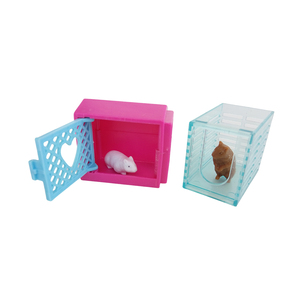 Mini Pet Care Toy Set with Opening Cages Heart Gate Bucket Carrots and Small Animal Figures for Kids Pretend Play Custom logo