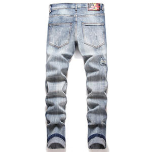 Erkek Denim artı boyutu rahat desen yırtık sıska yığılmış erkekler kaliteli kot - Product Image 2