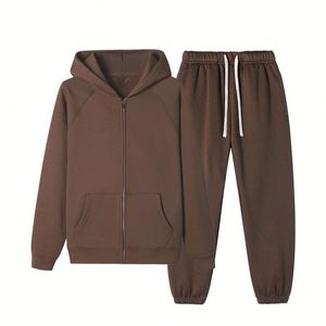 2025 Men High Quality Sets with Zip up Hoodie Oversized Sports Fleece Jogger Sweatpants and Hoodie Set <b>No</b> <b>logo</b> - Product Image 2