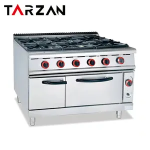Tarzan - Equipamento de catering comercial de alta qualidade, fogão a gás, fogão a gás com 6 queimadores, forno, fogão a gás