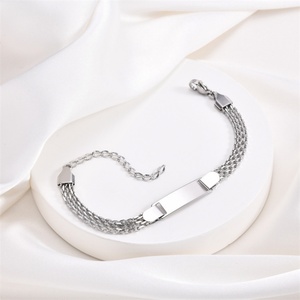 Custom Bracelet <b>Engraved</b> Gold Plated Stainless Steel Blank Charm Bracelets for Women - Product Image 3