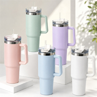 Gobelet isotherme en acier inoxydable de 40 oz avec poignée, tasse à café sous vide réutilisable, mug de voyage avec paille pour usage quotidien, cadeau