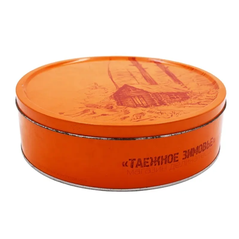 Food grade big round cookie or candy metal tin packaging box