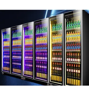 Double Door Beverage Display Cooler/drinks Display Fridge/supermarket Display Refrigerator/upright Freezer Blue Display Case