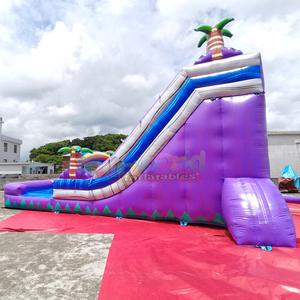 Structure gonflable aquatique tropicale pour enfants, avec toboggan aquatique violet, pour le jardin. - Product Image 6